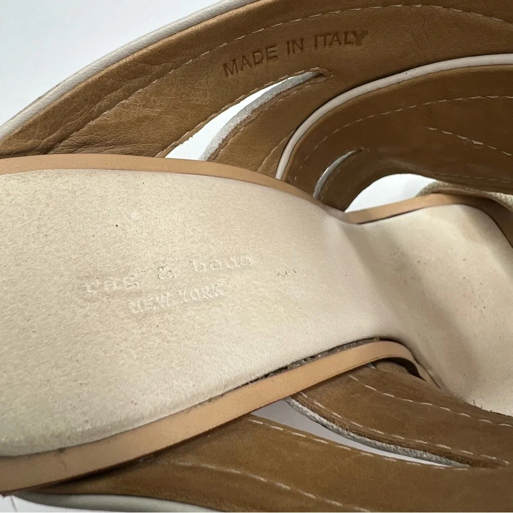 Rag & bone Shaw Wedge Sandals in Cream Size Leather Size 38.5